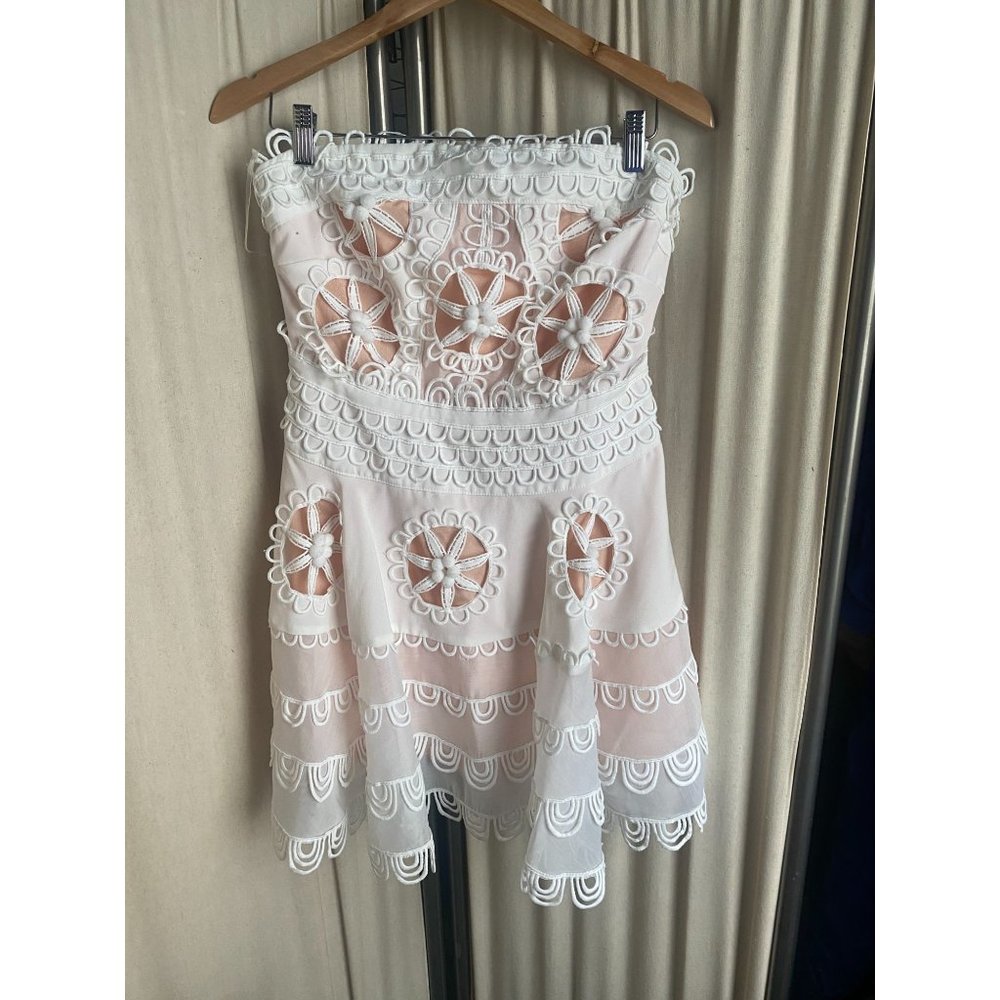 EUC Lillys Kloset White Strapless Lace Floral Dress Sz M Beautiful White Dress